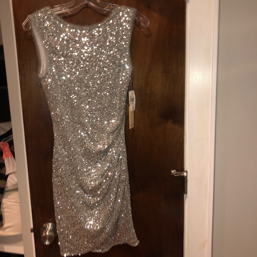 Ali Ro Silver Sequined Dress